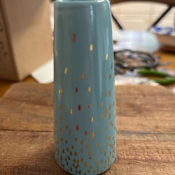 MCM blue with goldtone accents bud vase - Picture 5 of 10